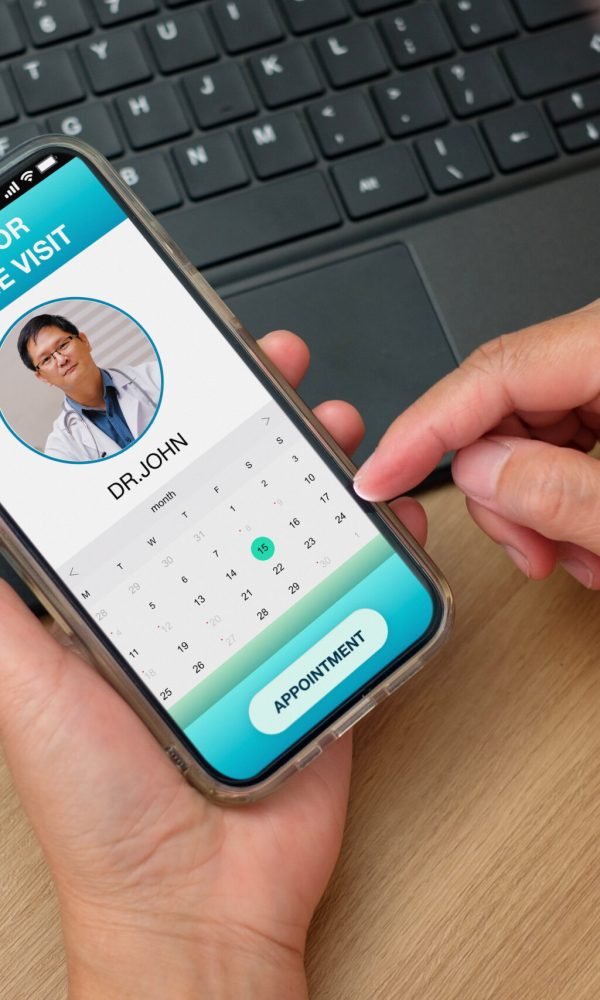 asian woman appointment consulting doctor visit on mobile app at home.telemedicine